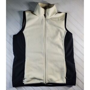 Polo Lauren Ralph Lauren Vest‎ Womens Medium White Fleece Black Active Zip